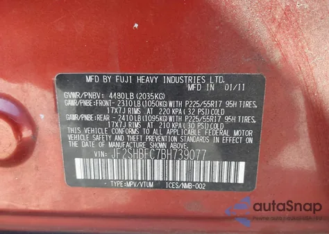 2011 Subaru Forester 2.5X Limited from USA, damaged, VIN JF2SHBFC7BH739077